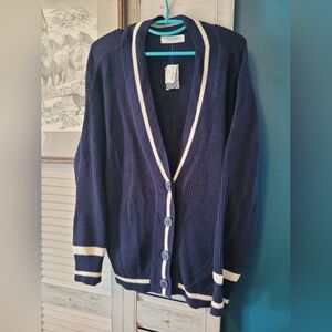 Addition Elle Navy Cardigan with White Trim